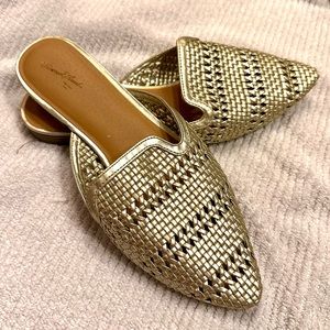 Universal Thread Gold Woven Mules